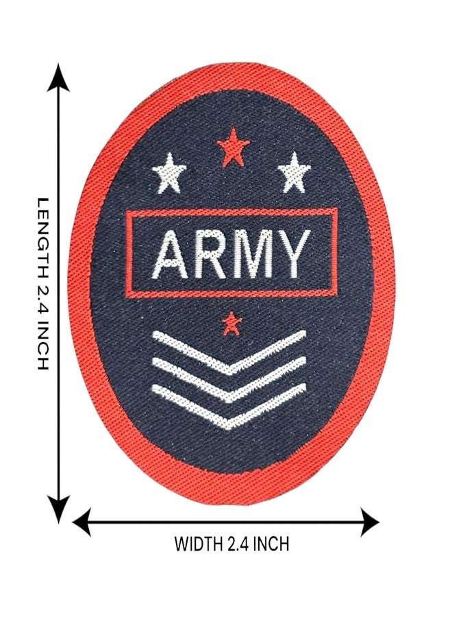 REENA Printed Sew on 5 Patches Combo Small for Clothes Jackets Pants Jeans Bags Boutique Multicolour Different Embroidery Stitching Patches (Combo of 5 Patches) (Army Round Black RED) - Image 2